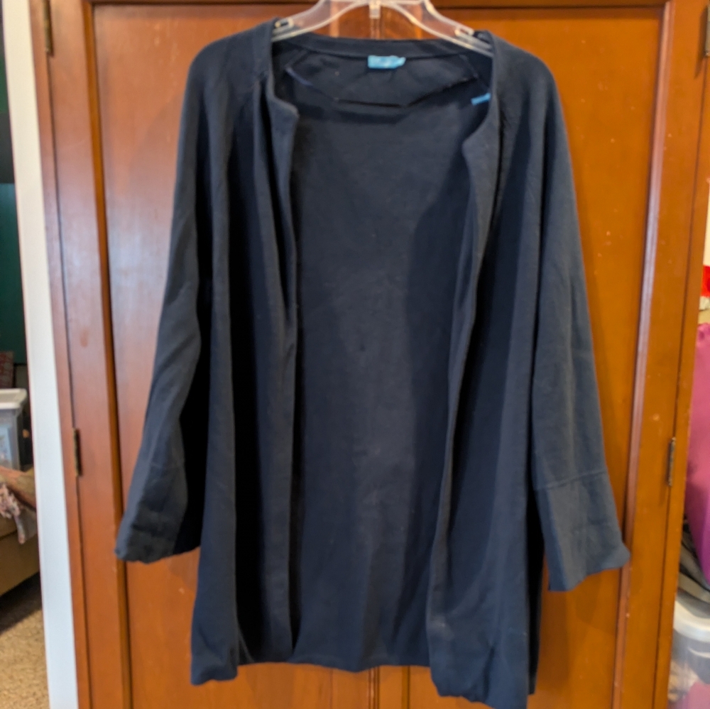 J.McLaughlin Navy Women's Open Front Cardigan Eith Zebra Print Sleeve Detail